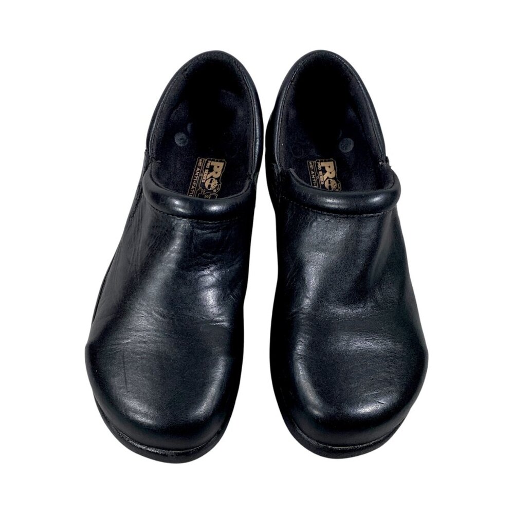 Timberland PRO Shoes Womens 7M Black Leather Nursing Healthcare Clog NEWBURY